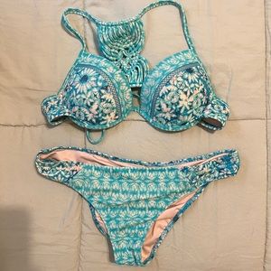 Shade and Shore Blue Cheeky Ruched Bikini